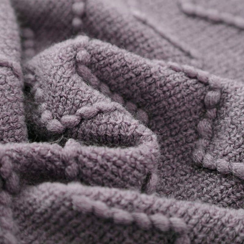 BOURINA Dark Lavender Throw Blanket 50x60 Inches Throw Textured Solid Soft Sofa Couch Decorative Knitted Blanket - Image 5